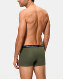 Pack of 2 Men's Cotton Elastic Boxers with Elastic Waistband, Black& Kaki 26596/1TA