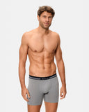 Men’s Long Boxer Shorts with extra-soft waistband and smart compression, Grey- F9I