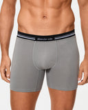Men’s Long Boxer Shorts with extra-soft waistband and smart compression, Grey- F9I