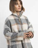 67413 ADMAS Women's Long Sleeve Warm Sherpa Plaid Dressing Gown, Dolce Home Style, Off-White