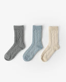 ADMAS Women's Regular Calf Textured Socks  21069 Assorted Pack of 3