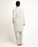 67402 ADMAS CLASSIC Warm Long Sleeve Dressing Gown Classic Grey Flowers for Women PEARL