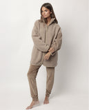 67323 ADMAS HOME Women's Warm Sherpa Long Sleeve Relax Home Dressing Gown CHOCOLATE