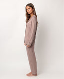 62617 ADMAS CLASSIC Women's Open Long Sleeve Soft Sleep Pyjamas MOKA