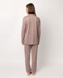 62617 ADMAS CLASSIC Women's Open Long Sleeve Soft Sleep Pyjamas MOKA