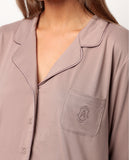 62617 ADMAS CLASSIC Women's Open Long Sleeve Soft Sleep Pyjamas MOKA