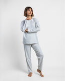 67402 ADMAS CLASSIC Warm Long Sleeve Dressing Gown Classic Grey Flowers for Women PEARL