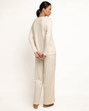 63627 ADMAS CLASSIC Women's Elegant Long Sleeve V-Neck Pyjamas for Home BEIGE