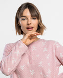 64684 ADMAS CLASSIC Women's Long Sleeve Pyjamas with Pink Milano Placket