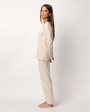 63610 ADMAS CLASSIC Women's Long Sleeve Pyjamas with Stripes and Stars Placket - BEIG