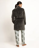67406 ADMAS GARDEN Women's Warm Long Sleeve Winter Toile Dressing Gown GREY