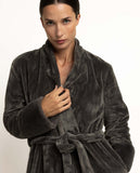 67406 ADMAS GARDEN Women's Warm Long Sleeve Winter Toile Dressing Gown GREY