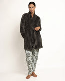 67406 ADMAS GARDEN Women's Warm Long Sleeve Winter Toile Dressing Gown GREY