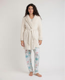 67146 ADMAS CLASSIC Women's Long Sleeve Dressing Gown Dreams Climbing Flowers STONE