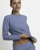 64654 ADMAS HOME Women's Long Sleeve Yoga Pajamas with Placket, Blue