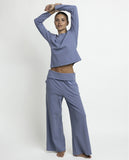 64654 ADMAS HOME Women's Long Sleeve Yoga Pajamas with Placket, Blue