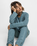 64620  ADMAS HOME Women's Water Stars Long Sleeve Pyjamas COBALT
