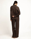 64643 ADMAS LUXURY Women's Diplomatic Long Sleeve Open Pyjamas CHOCOLATE