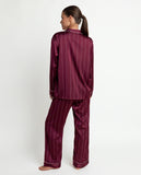 64645 ADMAS LUXURY Women's Long Sleeve Open Pyjamas Luxury Diplomatic Burgundy