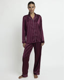 64645 ADMAS LUXURY Women's Long Sleeve Open Pyjamas Luxury Diplomatic Burgundy