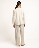 64644 ADMAS LUXURY Women's Diplomatic Long Sleeve Pyjamas, Off-White