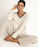 64644 ADMAS LUXURY Women's Diplomatic Long Sleeve Pyjamas, Off-White