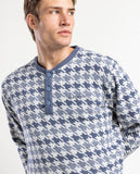 64685 ADMAS MAGNIFICENT Men's Long Sleeve Pyjamas with Blue Milano Placket