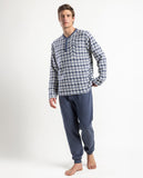 64685 ADMAS MAGNIFICENT Men's Long Sleeve Pyjamas with Blue Milano Placket