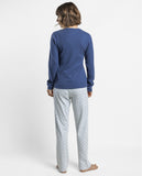 64601 ADMAS Women's Love Yourself Ribbed Long Sleeve Pyjamas BLUE