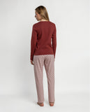 64606 ADMAS Women's Provence Long Sleeve Pyjamas BURGUNDY