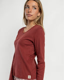 64606 ADMAS Women's Provence Long Sleeve Pyjamas BURGUNDY