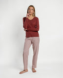 64606 ADMAS Women's Provence Long Sleeve Pyjamas BURGUNDY
