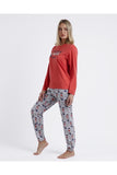 ADMAS RED GOOD MORNING MOUSE LONG SLEEVE WOMAN PYJAMA