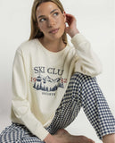 64595 ADMAS Women's Ski Club Long Sleeve Pyjamas, Off-White