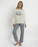 64595 ADMAS Women's Ski Club Long Sleeve Pyjamas, Off-White