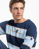 64809 ADMAS Men's Long Sleeve Striped Lifestyle Pyjamas NAVY
