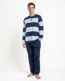 64809 ADMAS Men's Long Sleeve Striped Lifestyle Pyjamas NAVY