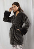 67406 ADMAS GARDEN Women's Warm Long Sleeve Winter Toile Dressing Gown GREY