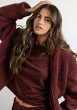 64654 ADMAS HOME Women's Long Sleeve Yoga Pajamas with Placket, Burgundy