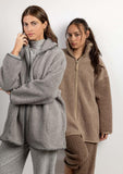 67323 ADMAS HOME Women's Warm Sherpa Long Sleeve Relax Home Dressing Gown CHOCOLATE