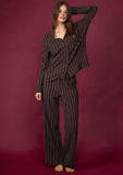 64643 ADMAS LUXURY Women's Diplomatic Long Sleeve Open Pyjamas CHOCOLATE