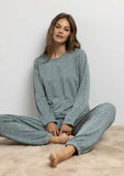 64620  ADMAS HOME Women's Water Stars Long Sleeve Pyjamas COBALT