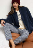 67390 ADMAS Women's Warm Long Sleeve Ski Club Robe BLUE