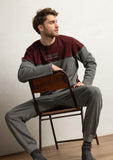 64518 STAY AT HOME Men's Tired Mood Long Sleeve Pyjamas BURGUNDY