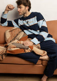 64809 ADMAS Men's Long Sleeve Striped Lifestyle Pyjamas NAVY