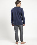 64517  STAY AT HOME Men's Coffee Routine Long Sleeve Pyjamas NAVY