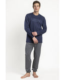 64517  STAY AT HOME Men's Coffee Routine Long Sleeve Pyjamas NAVY
