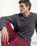 64515 STAY AT HOME Men's Long Sleeve Pajamas The Perfect Winter Heather Gray