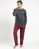 64515 STAY AT HOME Men's Long Sleeve Pajamas The Perfect Winter Heather Gray
