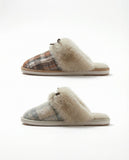 ADMAS Women's Plaid Slippers with Bow Brunt Orange & Blue